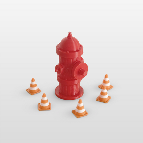 Fire Hydrant + 6 Mini Traffic Cones